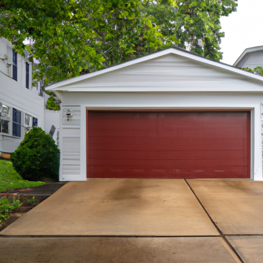 Suburban Red Bank, NJ home exterior with a sectional garage door visible, showing panel texture and finish.