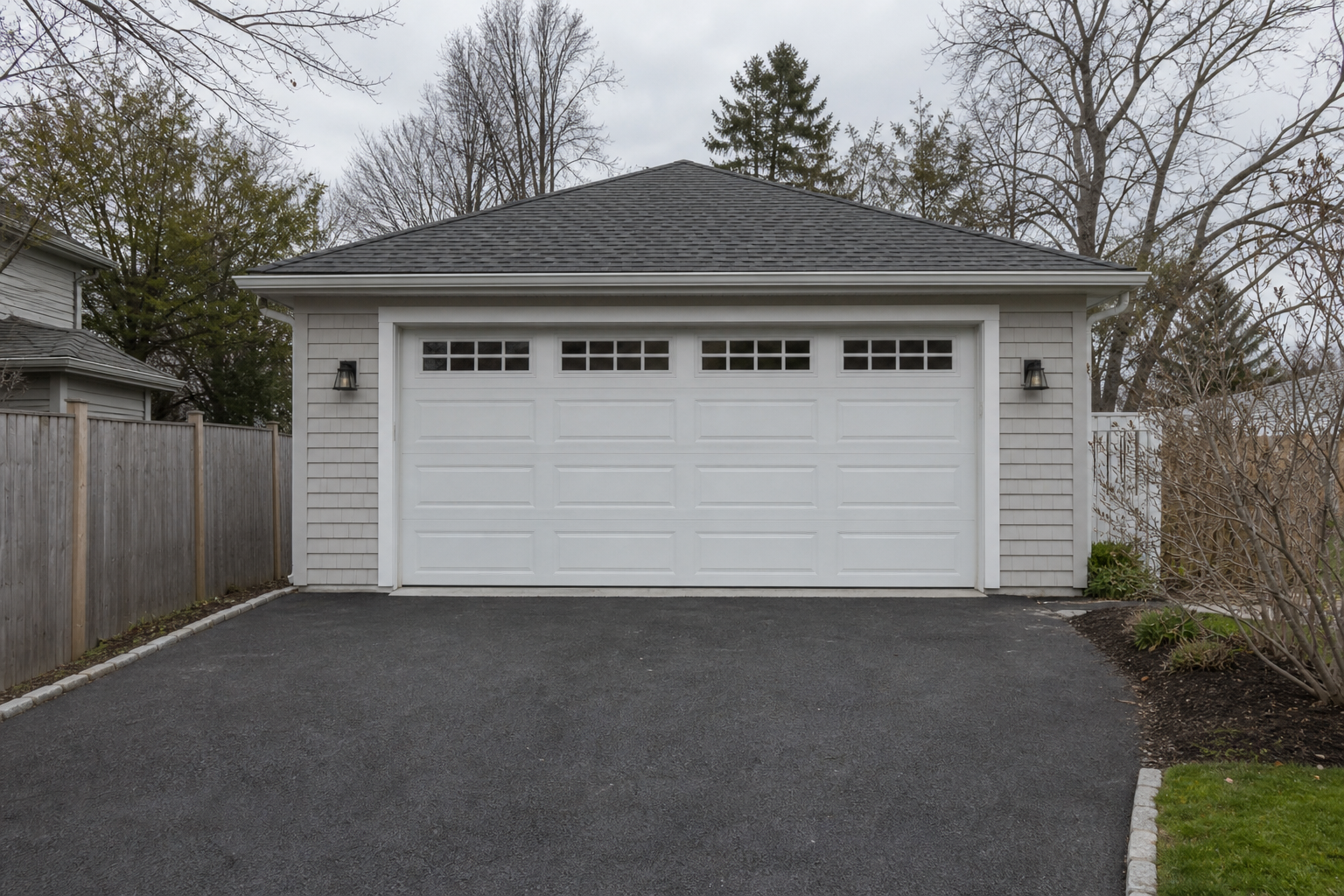 Suburban garage exterior in Red Bank, NJ with a visible garage door